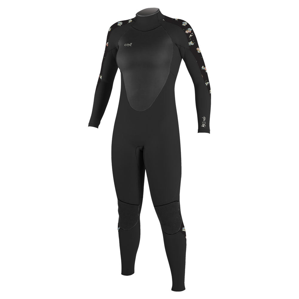 O'Neill Womens Epic 5/4mm BZip Wetsuit  - Black/Black/Cindy Daisy