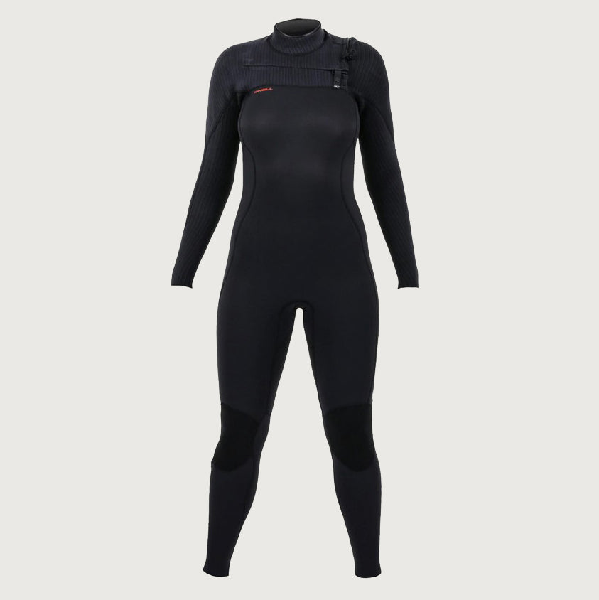 O'Neill Womens Hyperfreak 3/2mm+ Chest Zip Wetsuit  - Black/Black