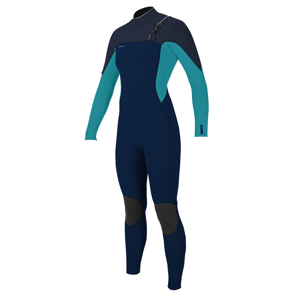 O'Neill Womens Hyperfreak 4/3mm+ Chest Zip Wetsuit Abyss Turq