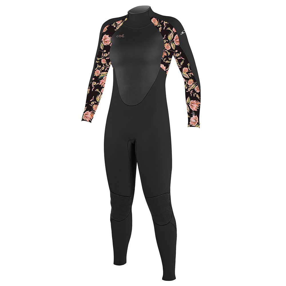 O'Neill Girls Epic 3/2mm Back Zip Full Wetsuit - Black/Flo/Black
