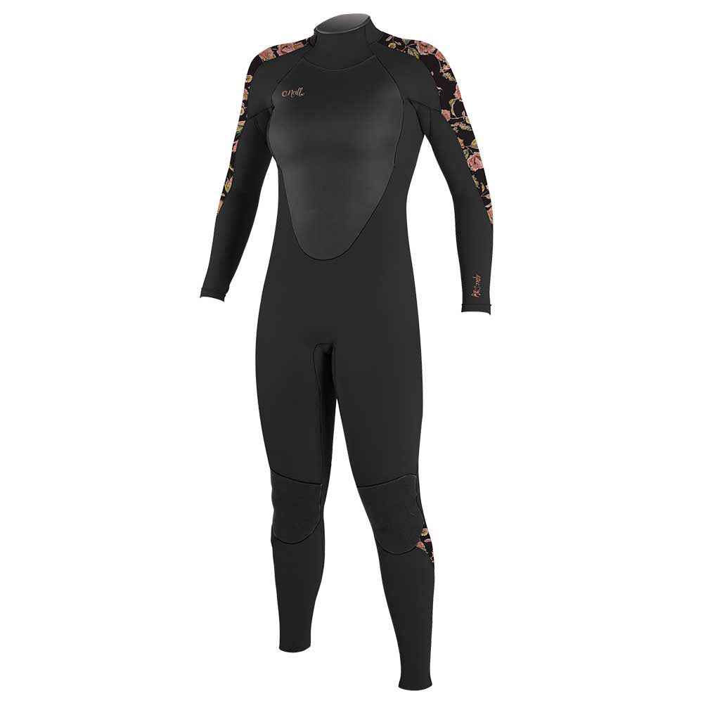 O'Neill Girls Epic 3/2mm Back Zip Full Wetsuit - Black/Flo/Black