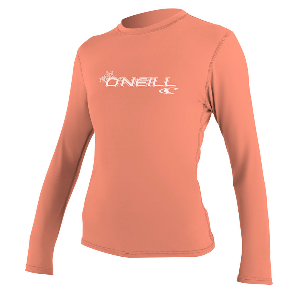 O'Neill Womens Basic Skins Long Sleeve Sun Shirt-Light Grapefruit
