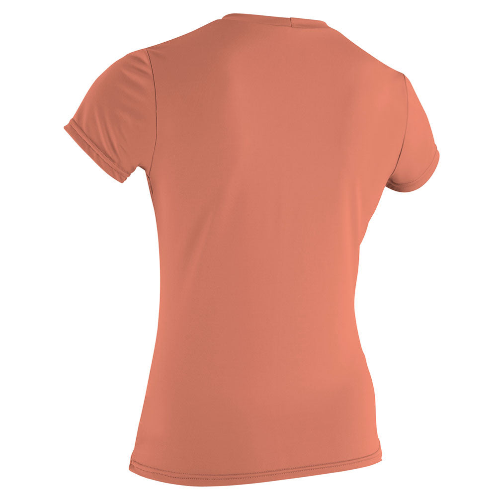 O'Neill Womens Basic Skins Short Sleeve Sun Shirt-Light Grapefruit