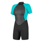 O'Neill Womens Reactor 2 2mm BZ Shorty Wetsuit - Black/Light Aqua
