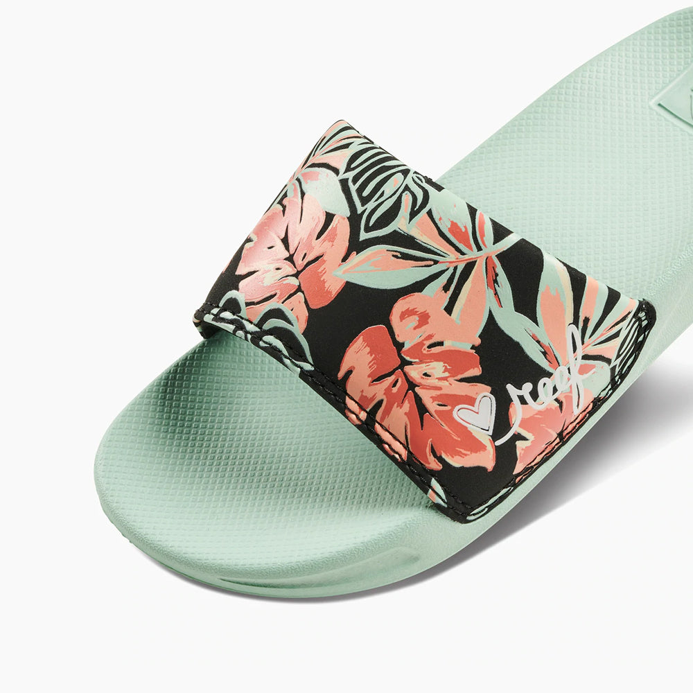 Reef Girls One Slide Sandals  - Mint Monstera