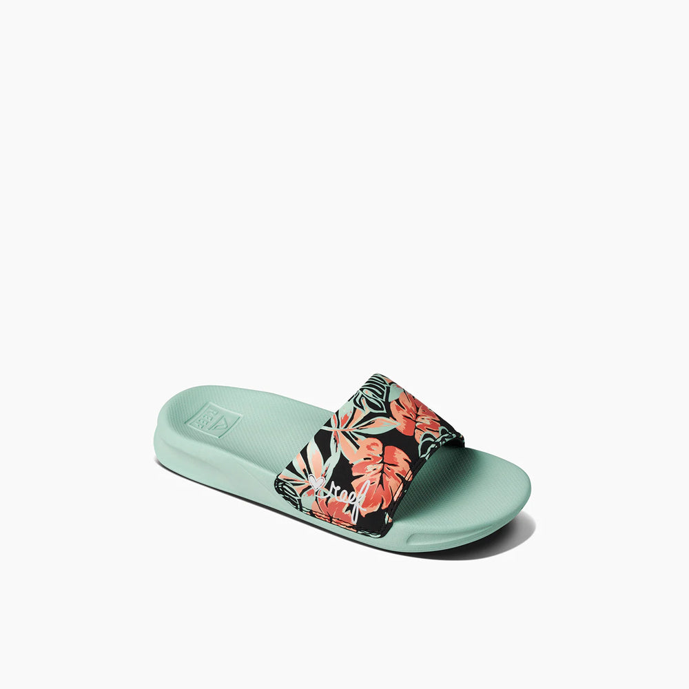 Reef Girls One Slide Sandals  - Mint Monstera