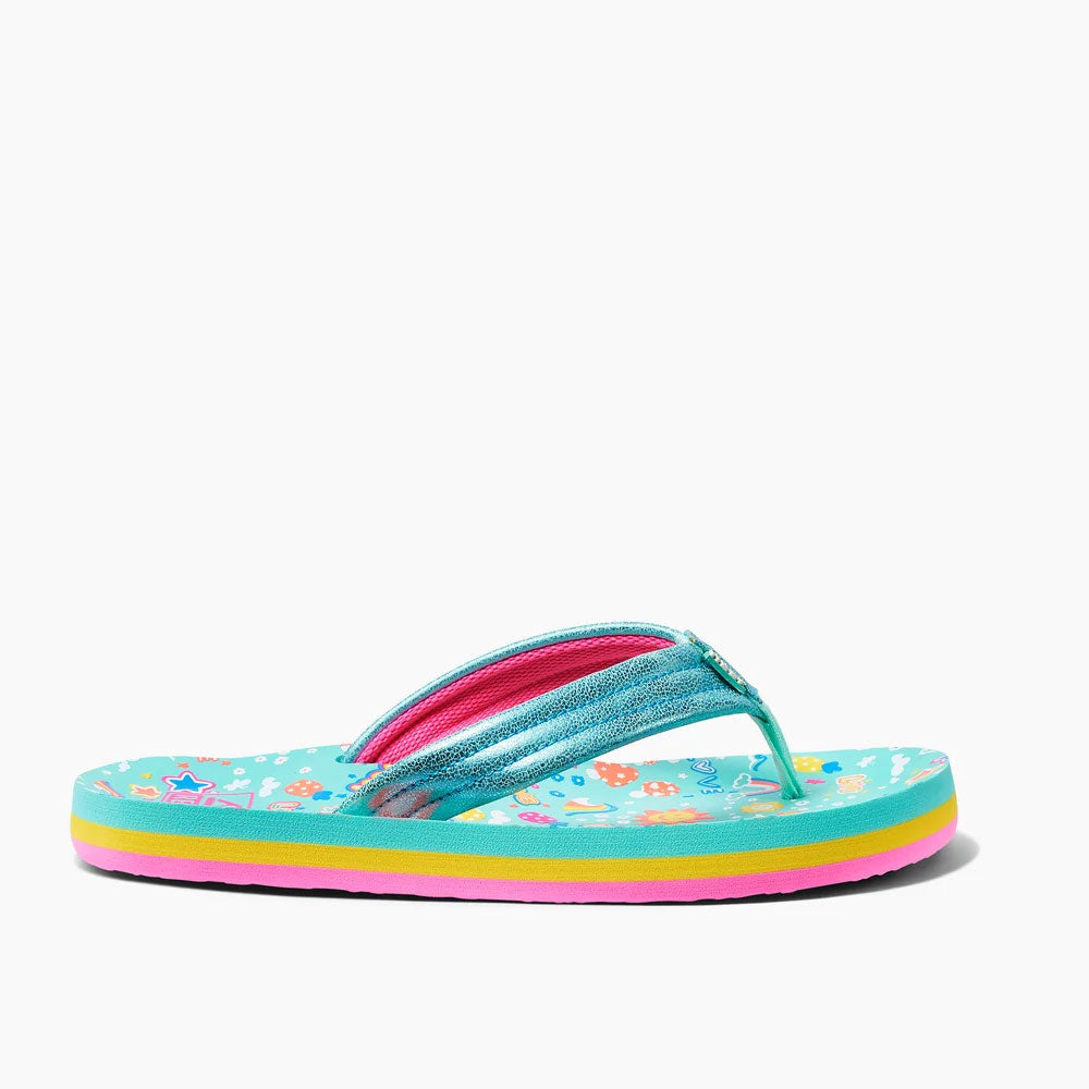 Reef Kids Ahi Flip Flops - Love Rainbow