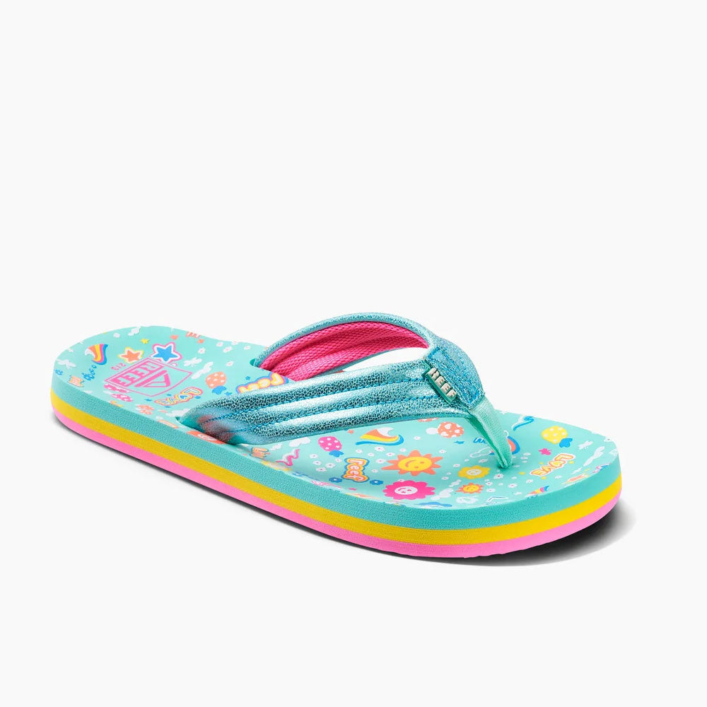 Reef Kids Ahi Flip Flops - Love Rainbow