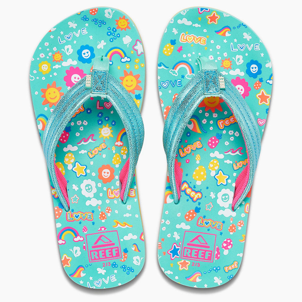 Reef Kids Ahi Flip Flops - Love Rainbow