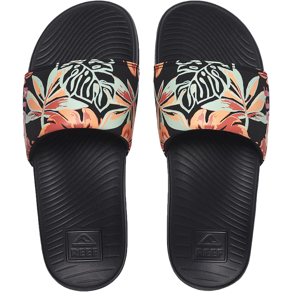 Reef Ladies One Slide Sandals  - Black Monstera