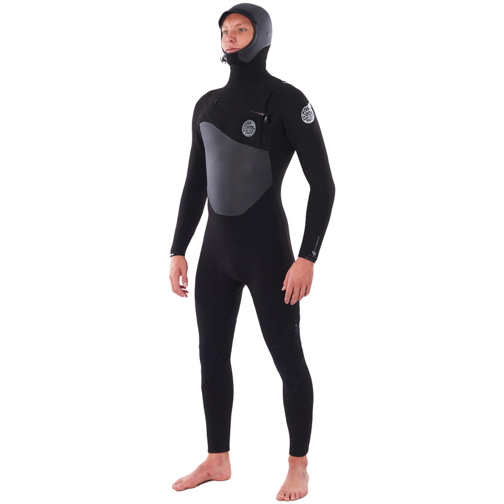 Rip Curl Flashbomb 5/4mm Hooded Chest Zip Winter Wetsuit  - Black