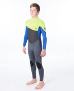 Rip Curl Junior Omega 4/3mm Back Zip Full Wetsuit  - Lime