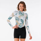 Rip Curl Womens G Bomb 2mm Back Zip Long Sleeve Shortie  - White