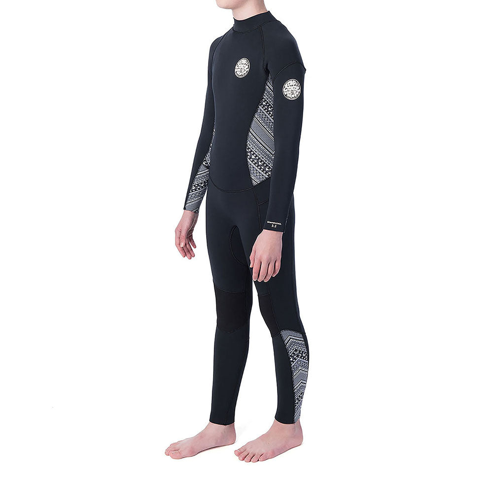 Rip Curl Junior Dawn Patrol 4/3mm B/Z Full Wetsuit  - Black/White