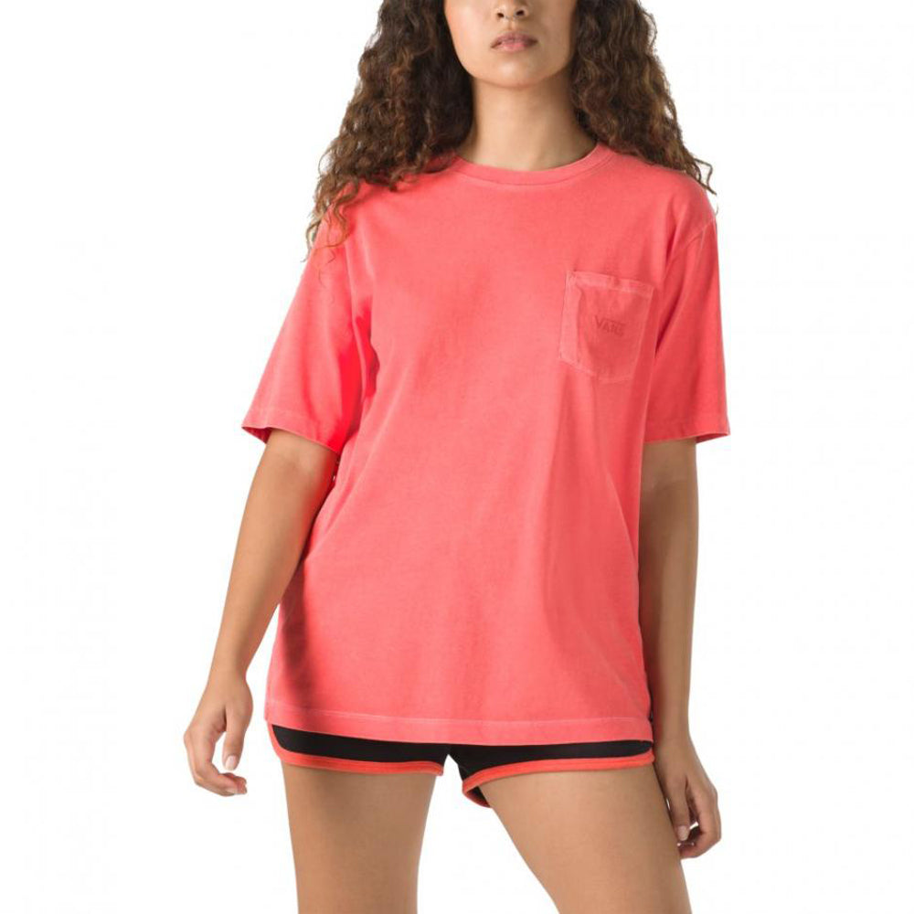 Vans Womens Pocket V T Shirt  - Hot Coral