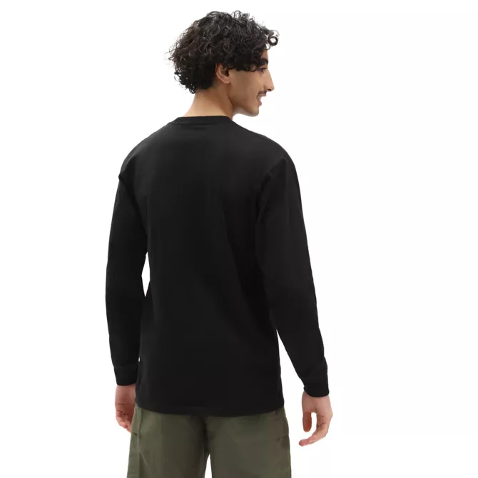 Vans Left Chest Hit Long Sleeve T Shirt  - Black/Waterfall