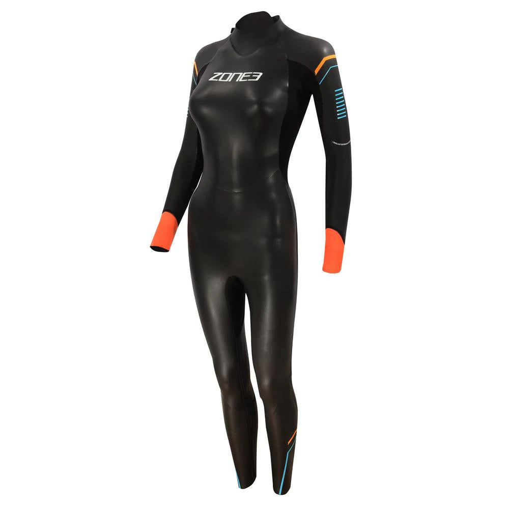 Zone 3 Women's Aspect Breaststroke Wetsuit   - Black/Blue/Orange