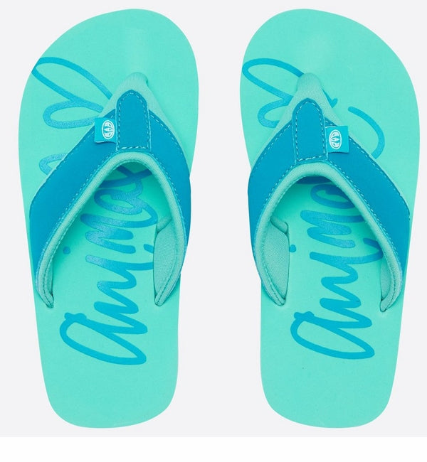 Animal Girls Swish Logo Flip Flops  - Peacock Blue
