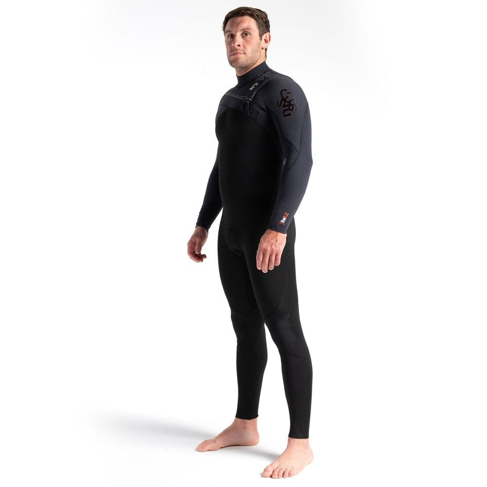 C-Skins ReWired 3/2mm Chest Zip Full Wetsuit-Black/Black/Warm Red