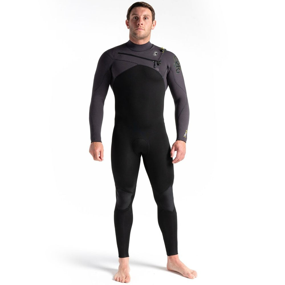 C-Skins ReWired 4/3mm Chest Zip Full Wetsuit - Black/Meteor/Lime