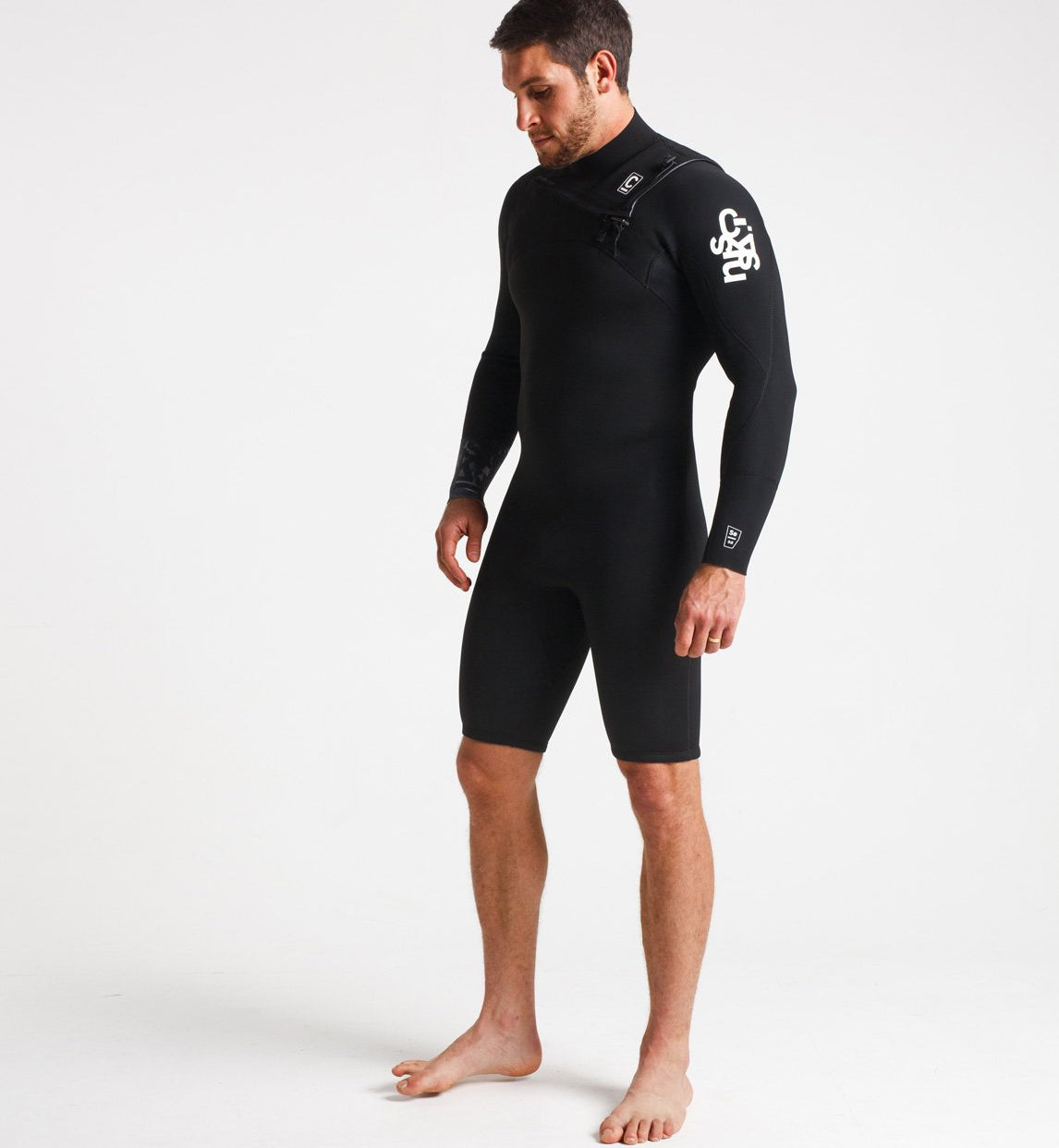 C Skins Session 3/2 CZ Long Sleeved Shortie-Black/C-Ollage/White