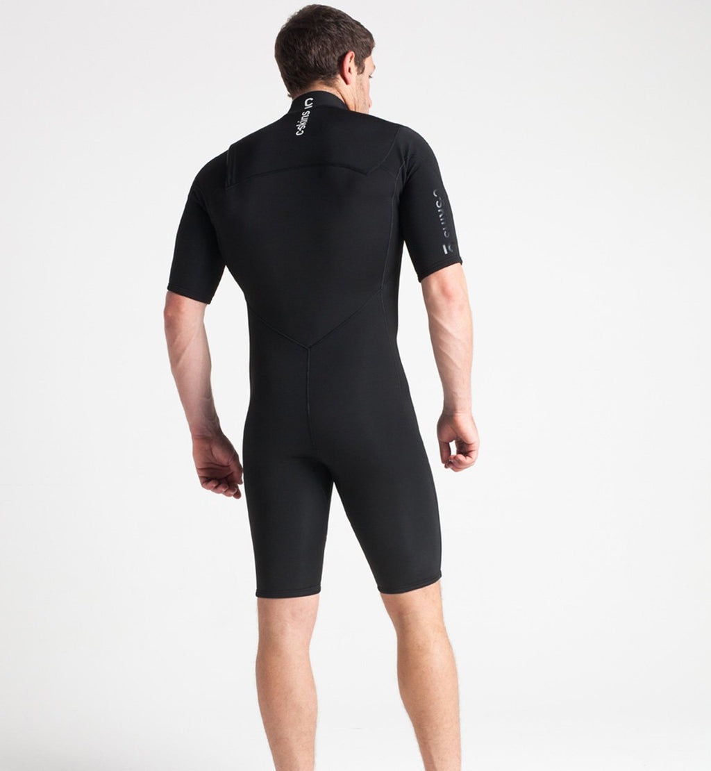 C Skins Session 3/2 GBS Chest Zip Shortie-Black/Black/Silver Grey
