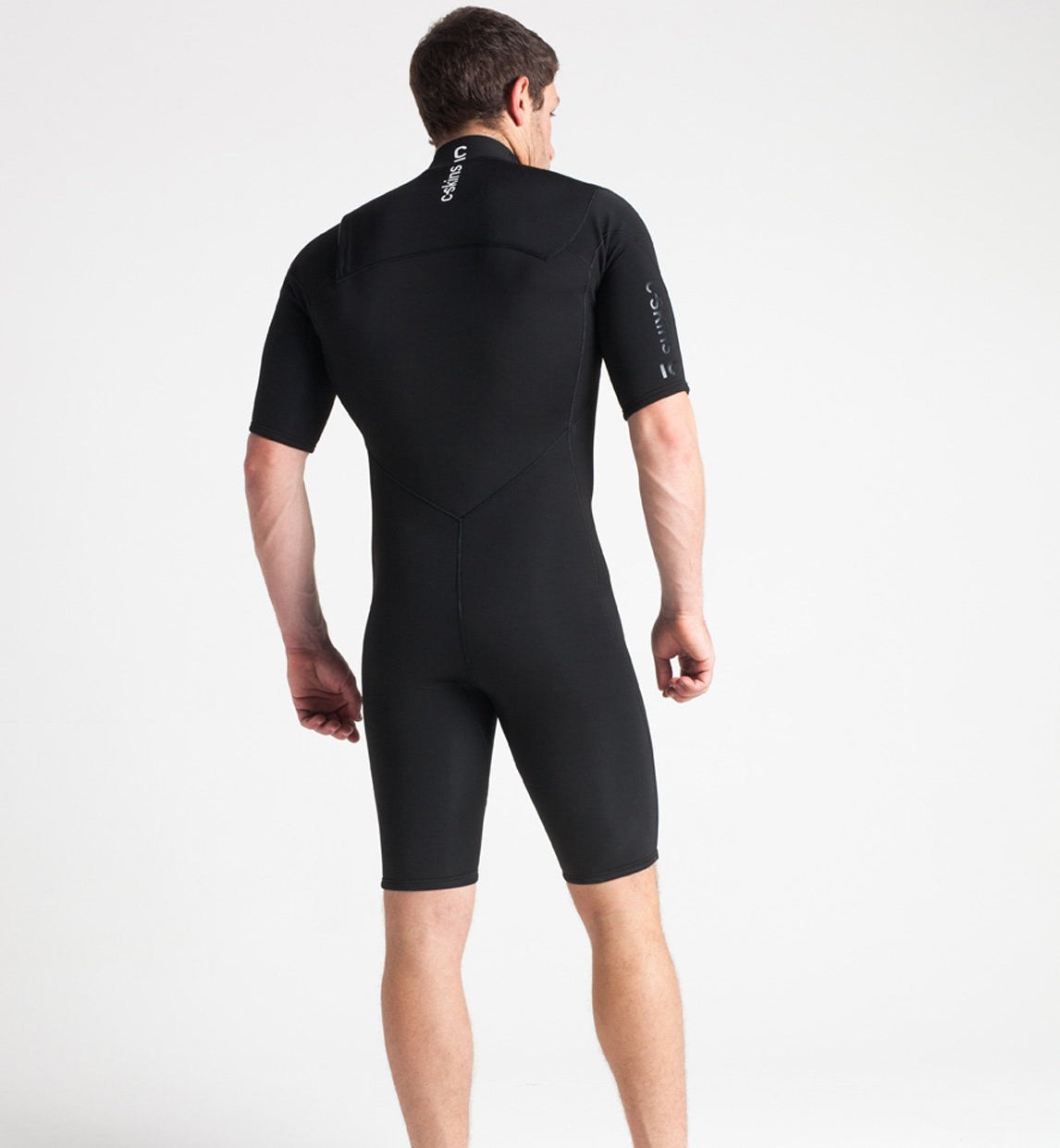 C Skins Session 3/2 GBS Chest Zip Shortie-Black/Black/Silver Grey