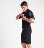 C Skins Session 3/2 GBS Chest Zip Shortie-Black/Black/Silver Grey