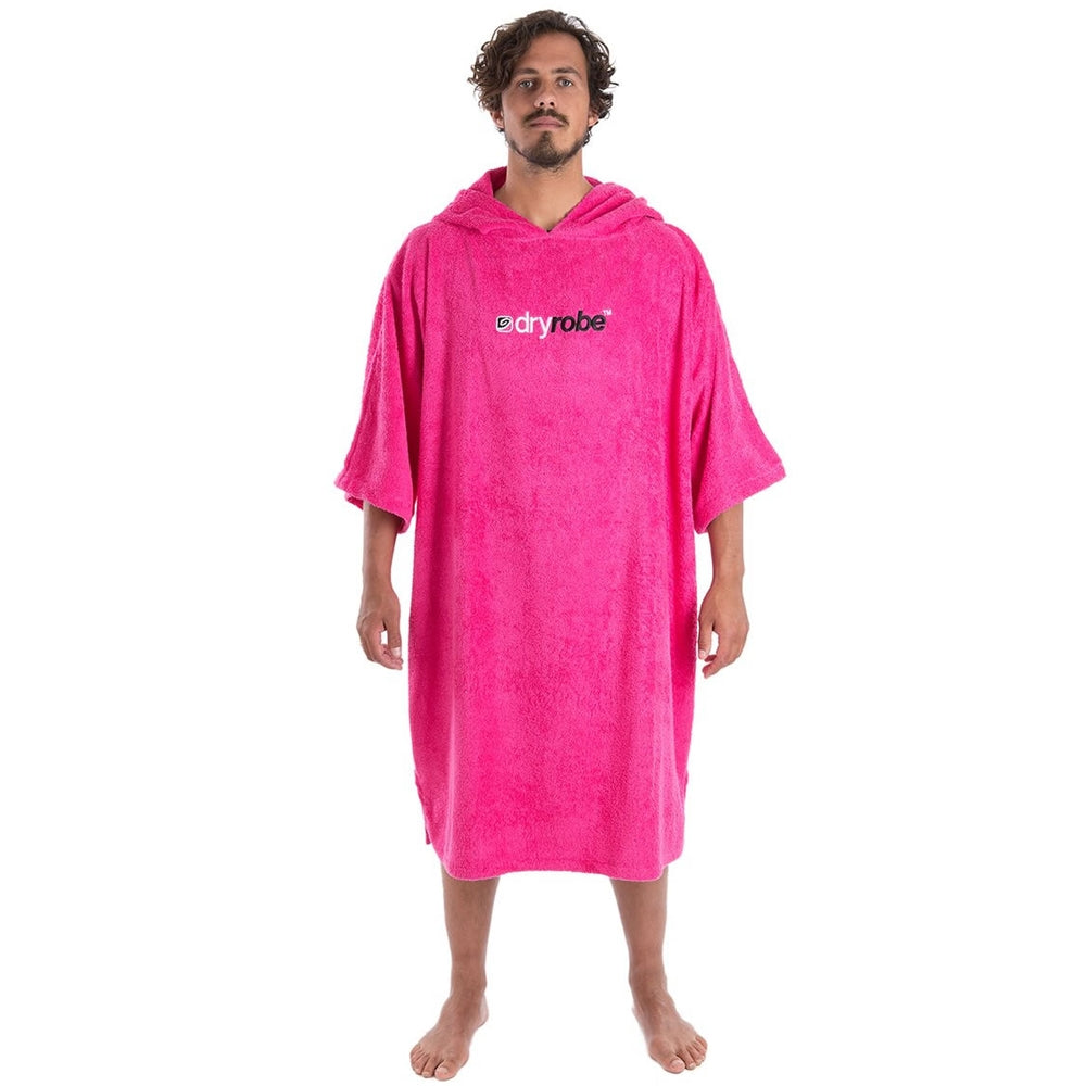 Dry Robe Short Sleeve Towel Robe Pink Medium