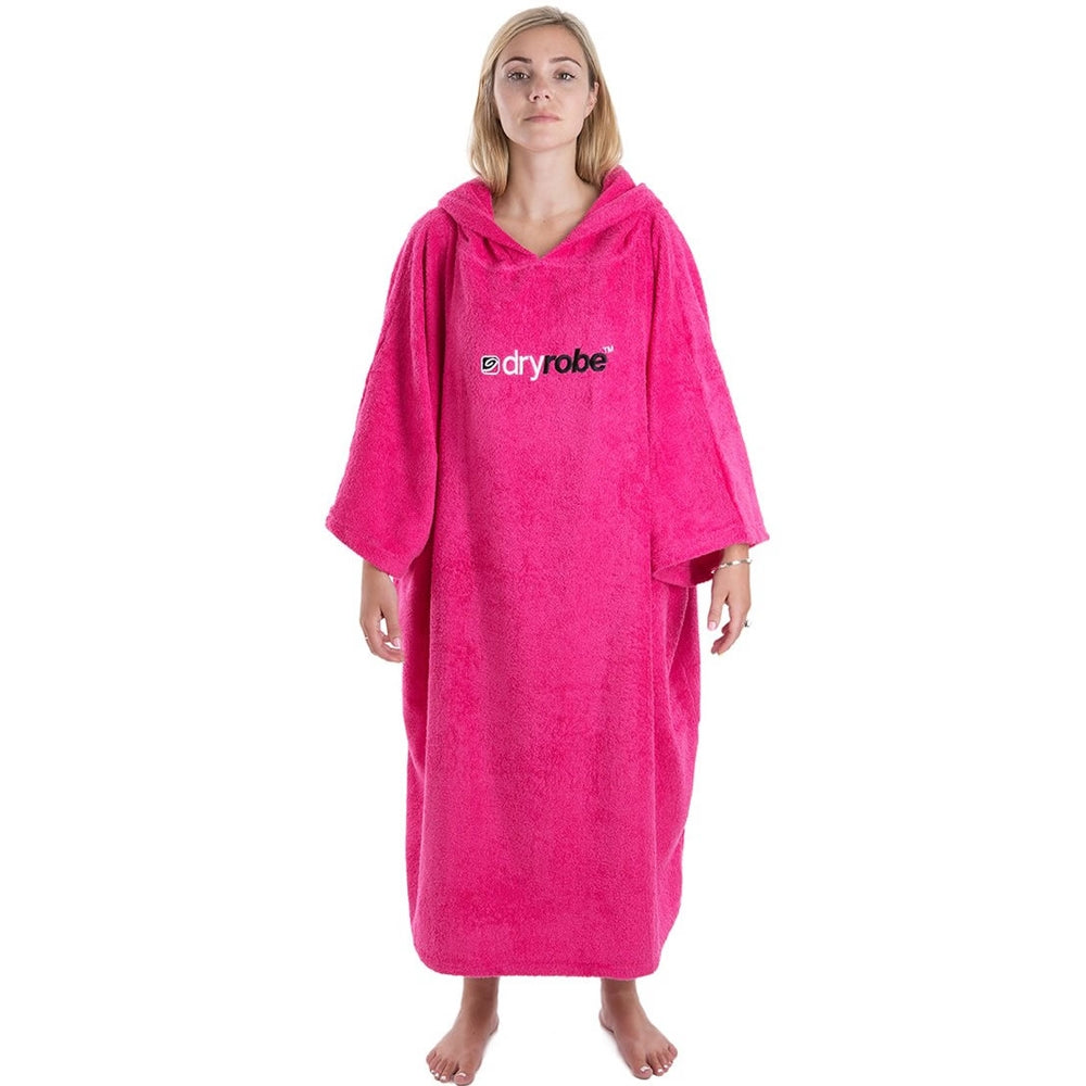 Dry Robe Short Sleeve Towel Robe Pink Large