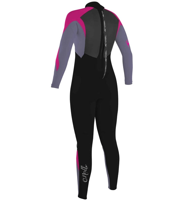 O'Neill Girls Epic 5/4 Back Zip Full Wetsuit  - Black/Mist/Berry
