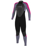 O'Neill Girls Epic 5/4 Back Zip Full Wetsuit  - Black/Mist/Berry