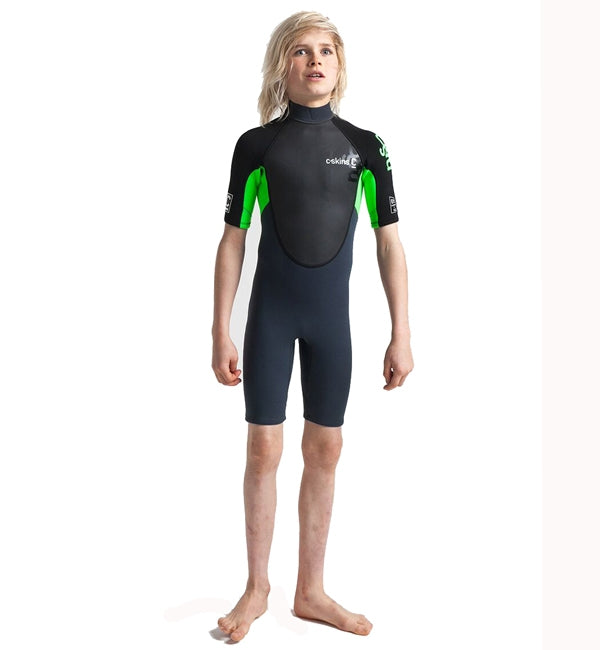 C-Skins Junior Element 3/2 Shortie - Graphite Flo Green