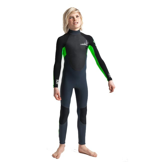 C-Skins Junior Element 3/2 Full Wetsuit - Graphite Flo Green