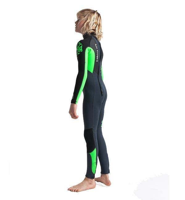 C-Skins Junior Element 3/2 Full Wetsuit - Graphite Flo Green