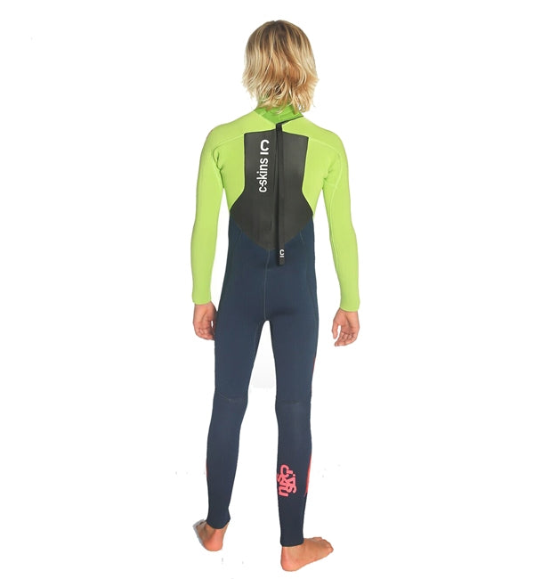 C-Skins Junior Legend 4/3 GBS Back Zip Full Wetsuit Navy Lime