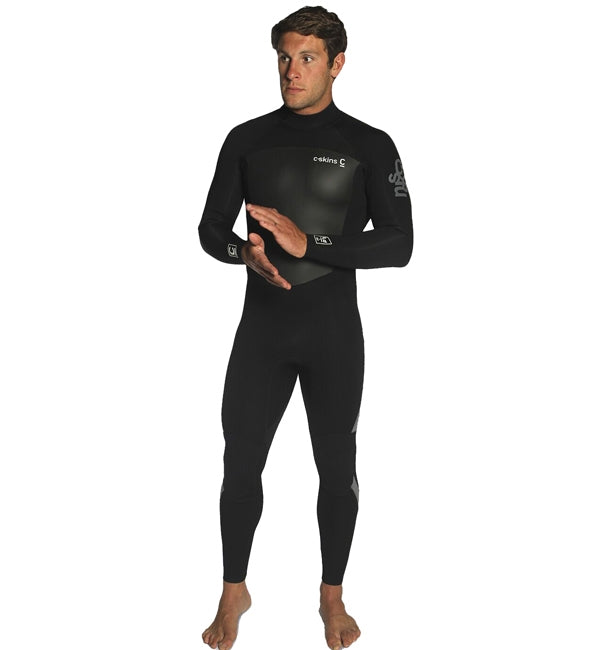 C-Skins Mens Legend 3/2 GBS Back Zip Full Wetsuit - Black Grey