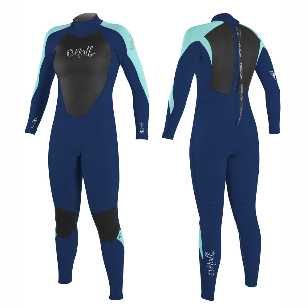 O'Neill Womens Epic 5/4mm BZ Winter Wetsuit-Navy/Navy/Light Aqua