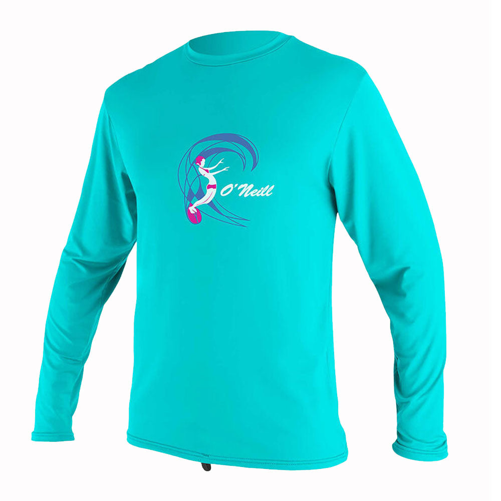 O'Neill Toddler Girls O'Zone Long Sleeve Sun Shirt  - Light Aqua