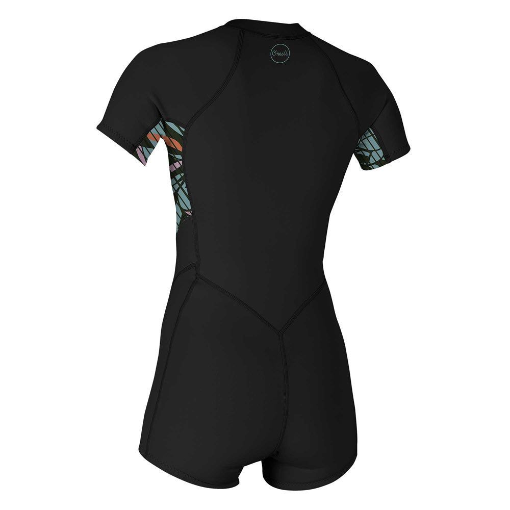O'Neill Womens Bahia 2/1mm FZ Shortie Wetsuit -Black/Baylen/Black