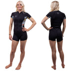 O'Neill Womens Bahia 2/1mm FZ Shortie Wetsuit -Black/Baylen/Black