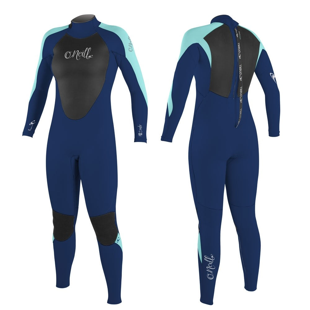 O'Neill Womens Epic 3/2mm BZ Full Wetsuit  - Navy/Navy/Light Aqua