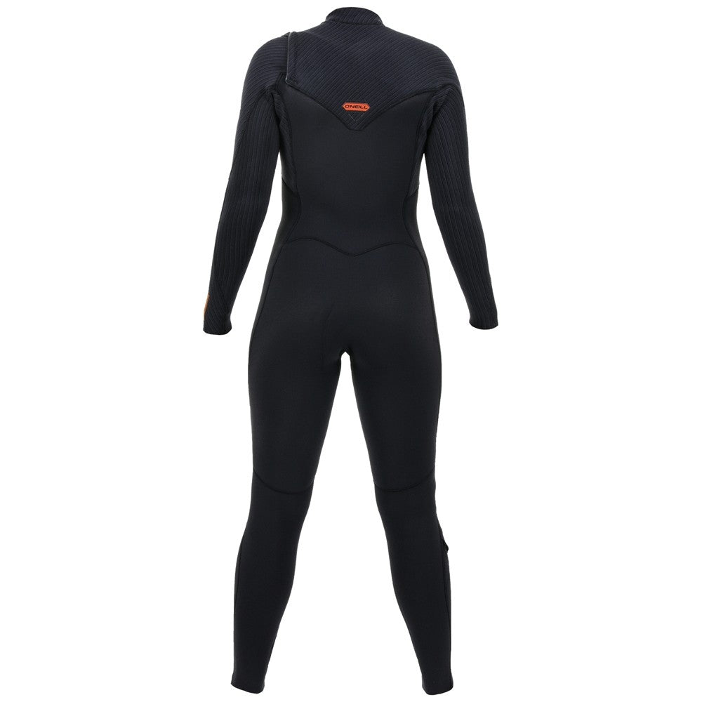 O'Neill Womens Hyperfreak 4/3+mm Chest Zip Wetsuit - Black/Black