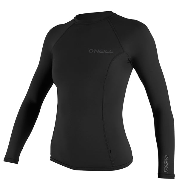A black longsleeve crew neck Rash Vest by O'Neill designed for women.