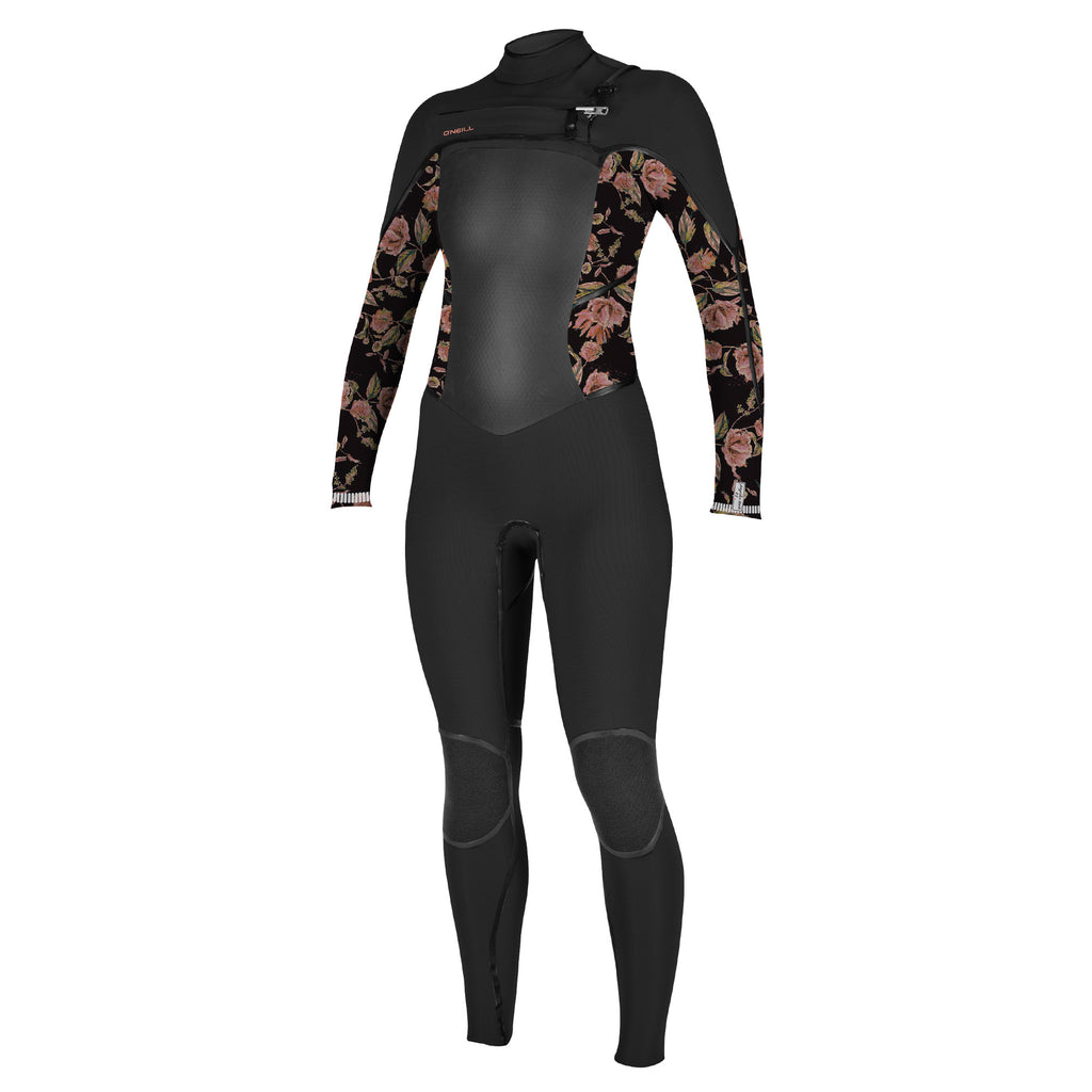 O'Neill Womens Psycho Tech 4/3mm Chest Zip Wetsuit - Black Flow