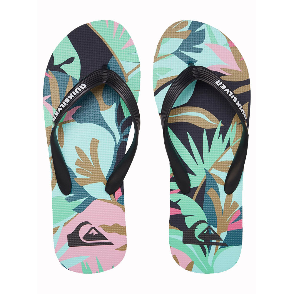 Quiksilver Molokai Tropical Flow Flip Flops - Black/Green/Black