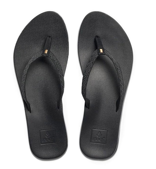 Reef Womens Cushion Bounce Woven Flip Flops  - Black