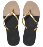 Reef Womens Bliss Toe Dip Flip Flops  - Black/Gold