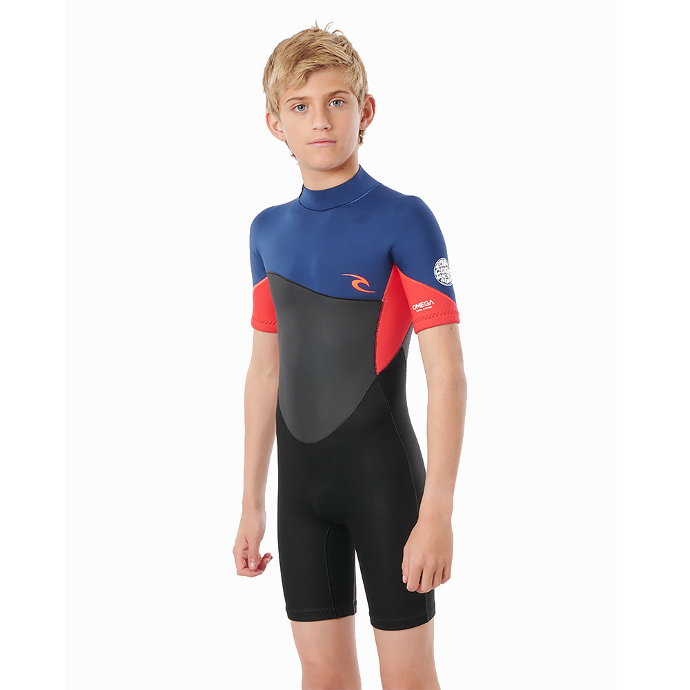 Rip Curl Junior Omega 1.5mm Shortie Wetsuit  - Neon Red