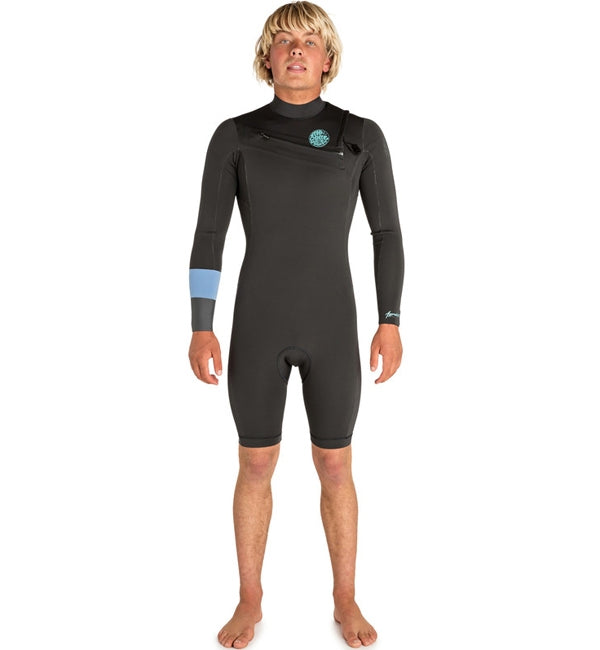 Rip Curl Aggrolite 2mm Chest Zip L/S Shortie Wetsuit - Teal